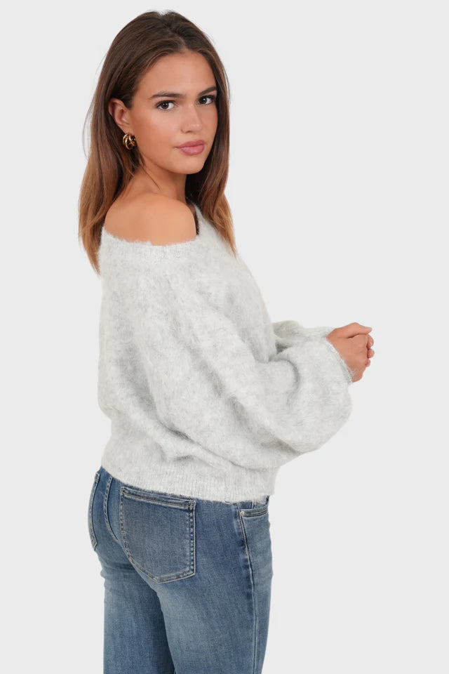 Aurora Off Shoulder Sweater - Grey